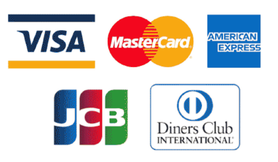 使用可能なクレジットカード：VISA、MasterCard、AMEX、JCB、Diners Club